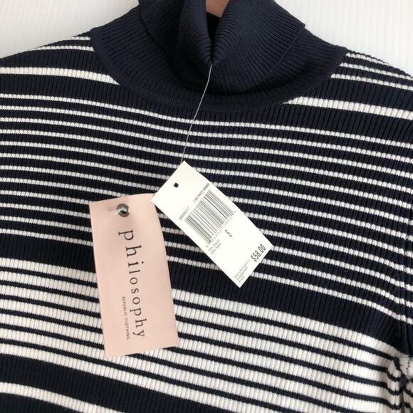 NWT Philosophy turtle neck striped sweater long sleeve ribbed - Picture 8 of 9